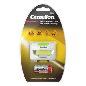 CAMELION S808-DB - Lampada frontale COB da 3 Watt / 4 funzioni / 120 lumen / incluse 3 batterie alcaline AAA