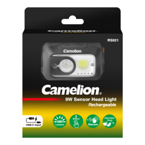 CAMELION RS921-CBH - Lampada frontale ricaricabile con sensore da 9 W