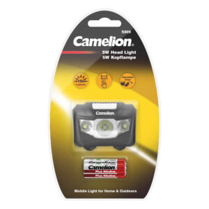 CAMELION Lampada frontale a LED S809-DB da 5 Watt / 4+3 funzioni / 3 batterie LR03 incluse