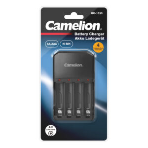 Confezione CAMELION BC-1093 per batterie ricaricabili AA/AAA Ni-MH a 4 canali indipendenti, con indicatore LED rosso.